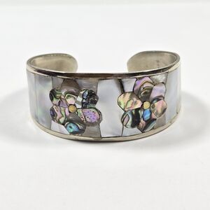 Abalone Floral and Mother of Pearl Cuff Bracelet